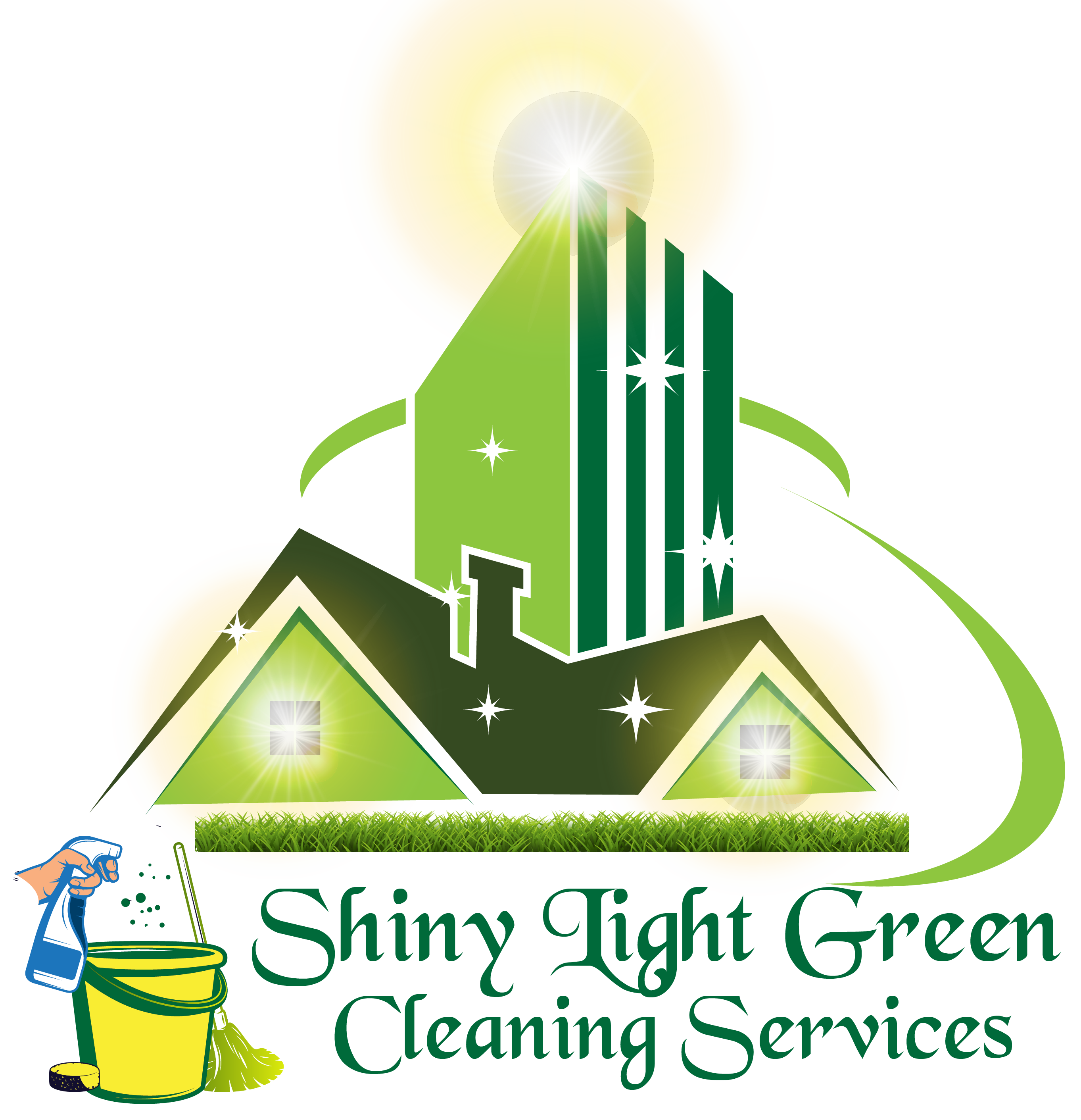 Shiny Light Green Cleaning Services Logo